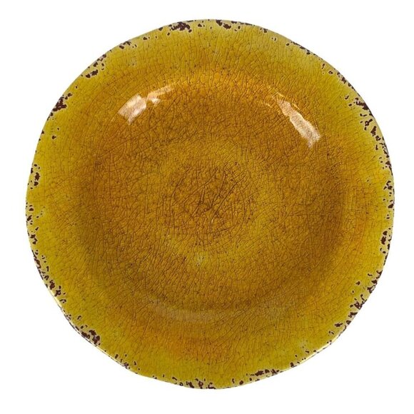 Pier 1 Carmelo Salad Luncheon Plates Set of 6 Yellow Orange Crackle Melamine - Picture 3 of 8